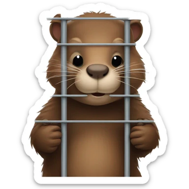Cute Beaver behind prison bars  sticker