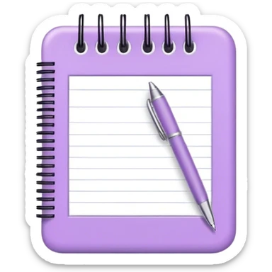 Light purple notepad with pen sticker