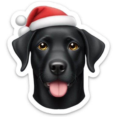 Black lab wearing Santa hat sticker