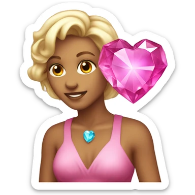 Pink heart shaped crystal gem sticker