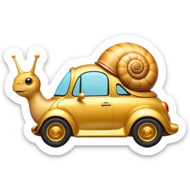 Golden snail driving a car ￼ sticker