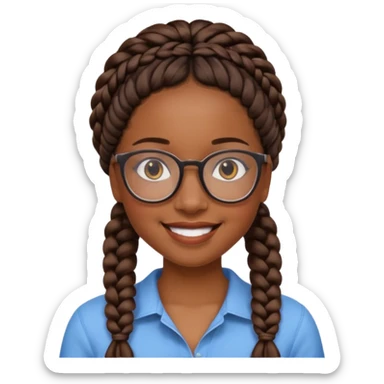 a pretty black girl with pretty braids and glasses  sticker