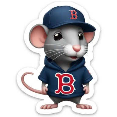 rat side profile full body with red sox hat sticker