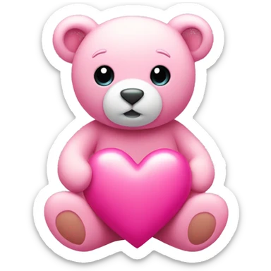 Pink heart and Teddy  sticker