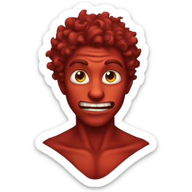 Male Demon red with curly hair sticker