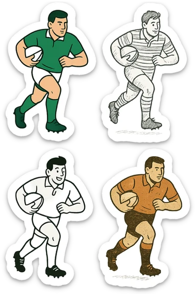 rugby player, varied simple style sticker
