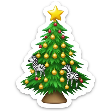 Christmas tree with zebra ornaments  sticker