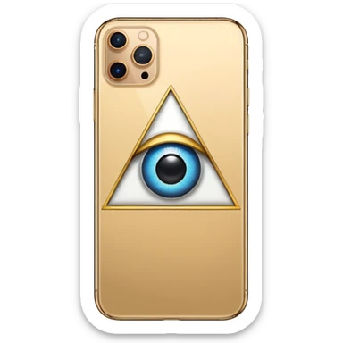 Gold iPhone 16 Pro Max, replace apple logo with all-seeing-eye logo backview sticker