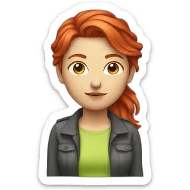 Intense red hair a bit longer woman engineer  sticker