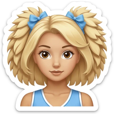 Blonde girl, UNC cheerleader with pom-poms sticker