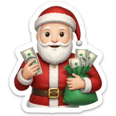Um emoji de um  papai noel segurando um saco de dinheir sticker