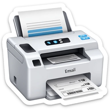 email e-receipt and paper receipt in a white and white basket, and small printer printing receipt sticker