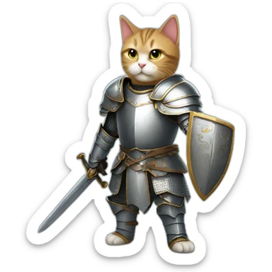 Knight Cat-in armor- with a sword sticker