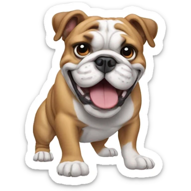 english bulldog supporting with paws up sticker
