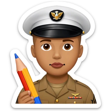 US marine eating a crayon sticker