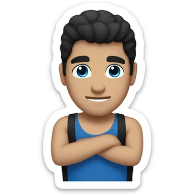 Mexican man with brown eyes hugging white girl with black hair and blue eyes sticker