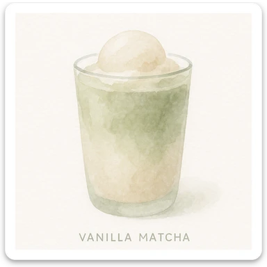 vanilla matcha watercolor art style soft blending with green and beige tones sticker