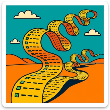 extremely long wavy to-do list with hundreds of tiny checkboxes, curling and looping like a cartoon snake, disappearing into the horizon, vibrant cartoon style sticker