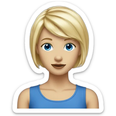 blond-girl-short-hair-and-curtain-fringe-with-blue-eyes sticker