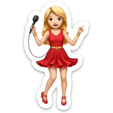 full body emoji of a woman with microphone, dancing sticker