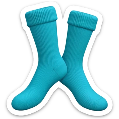 A 3D cartoon pair of cozy knitted socks with ribbed pattern and soft texture, folded neatly, Memoji-style rendering. sticker