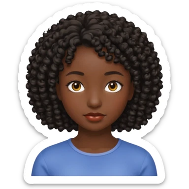25 yaş genç kız siyah küt kıvırcık saçlı sticker