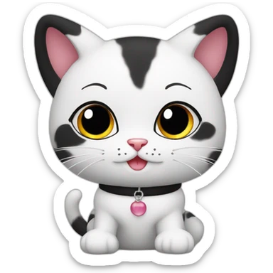 Cute cat black-white with custome New Year sticker