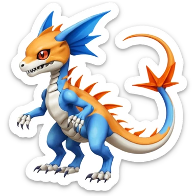 Skeletal Koraidon-Veemon-Digimon-Latias-Peppercat-Pokémon-Flamedramon-fusion-creature, Full body  sticker