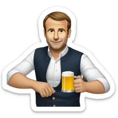 Macron qui boit une bière sticker