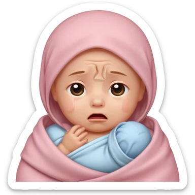 crying swaddled baby sticker