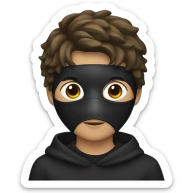 a boy with wearing a black mask sticker