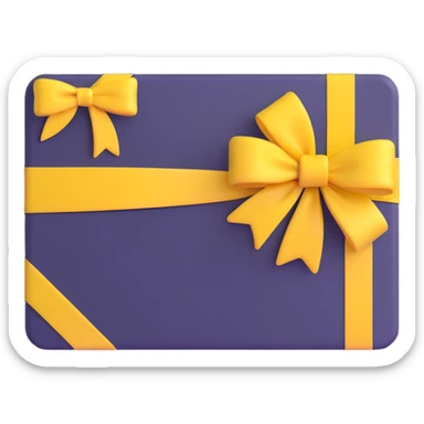 A gift card with a yellow bow, vibrant and colorful sticker