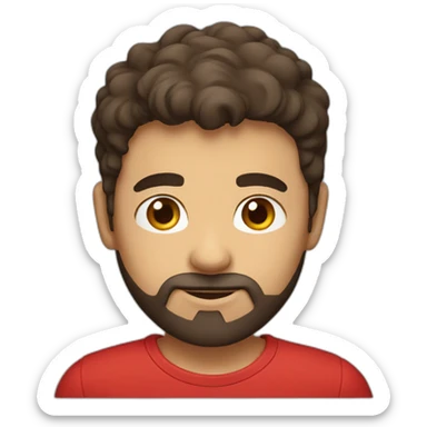 italian boy with red t-shirt, defined beard and dark brown short hair sticker
