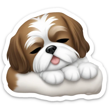 White and brown shih tzu sleeping  sticker