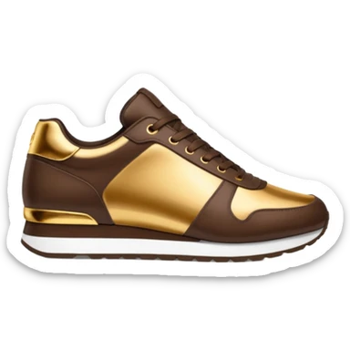 Metallic 24k gold and mocha brown womens stylish sneakers sticker