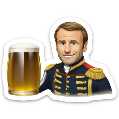 Macron buvant une bierre sticker