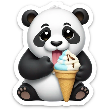 Panda eating ice cream sticker