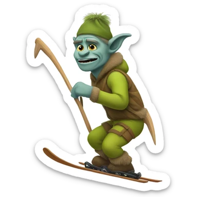 a troll skiing  sticker