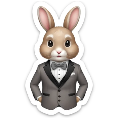 elegant rabbit wearing a formal suit and bow tie sticker