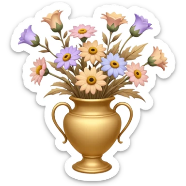 dried flowers in a golden vase sticker