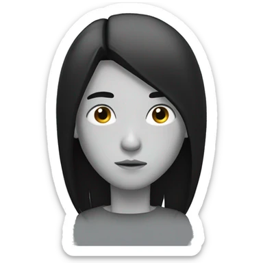 boy with long black straight hair serious face sticker