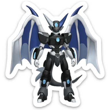 Shiny Black Grey White and Dark-Blue Trico-Gryphon-Draconic-Nargacuga-Silvally-fusion sticker