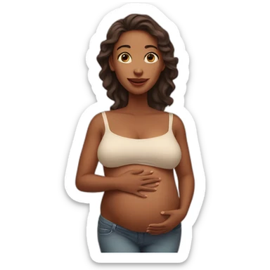 woman with baby belly sticker