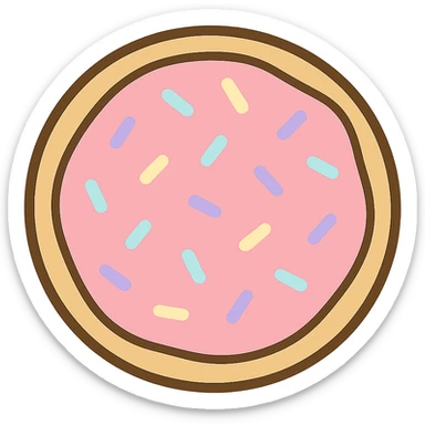 flat toon sugar cookie with pink icing and pastel sprinkles sticker