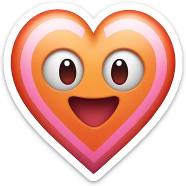 heart with stripes: red orange white pink (straight stripes, eyed color one time and in order- maybe a gradient) sticker