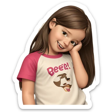 smiling girl with brown hair sticker