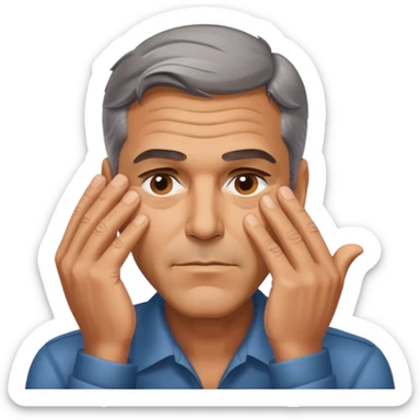 George clooney covering his eyes with his hand sticker