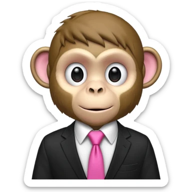  monkey with black shirt,pink tie sticker