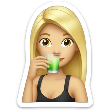 blonde girl drinking tequila sticker
