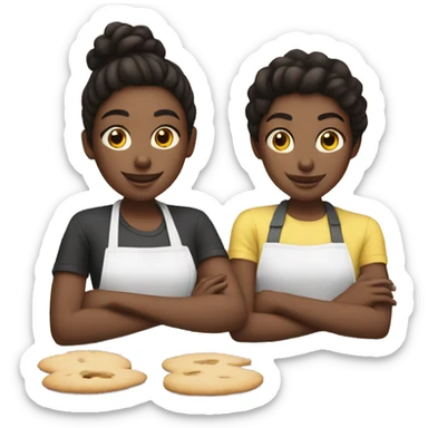 Black and white teenagers are baking cookies  sticker